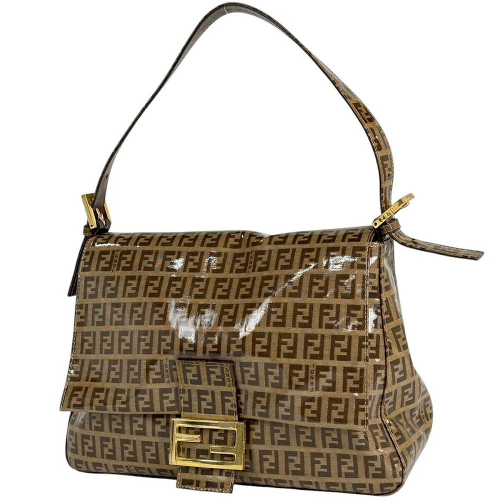 Fendi Zucchino Shoulder Bag Mamma Bucket Canvas Brown